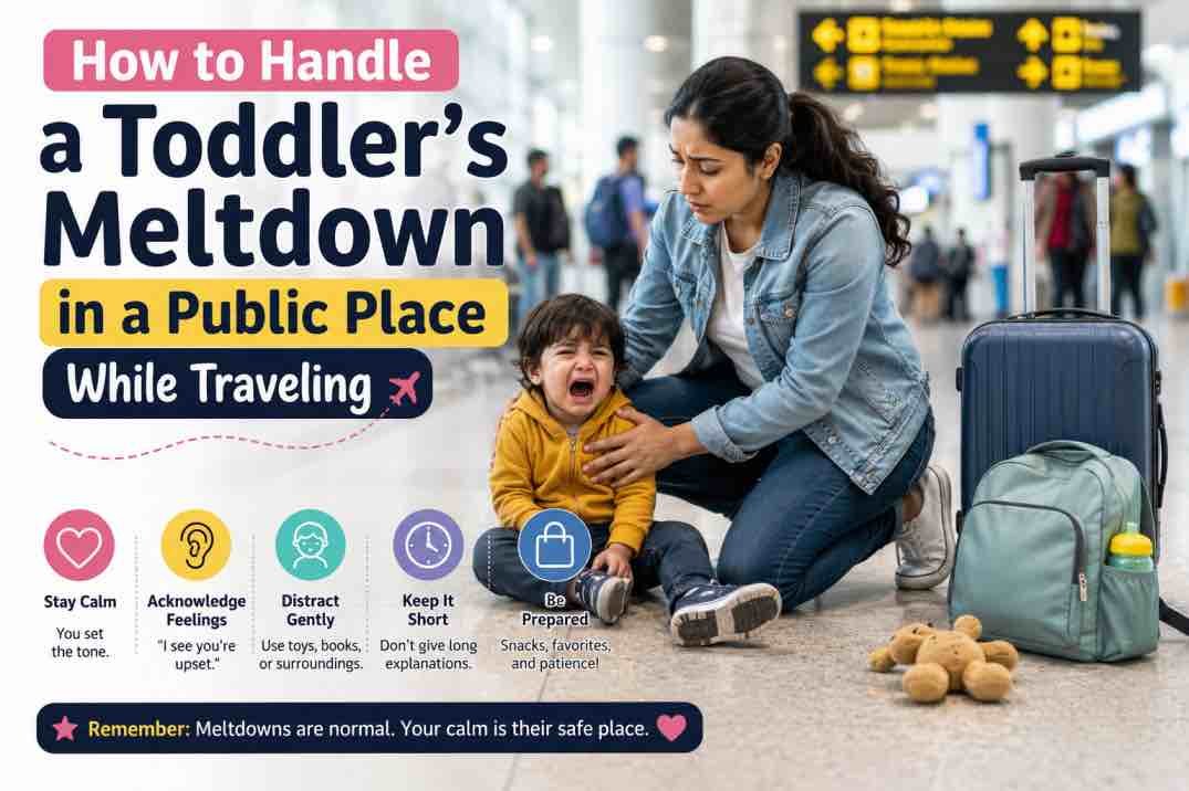 how to handle a toddlers meltdown in a public place while traveling