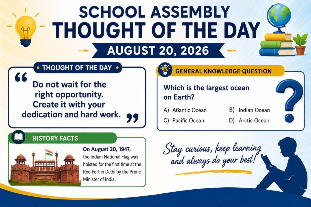 school assembly thought for the day august 20 2026