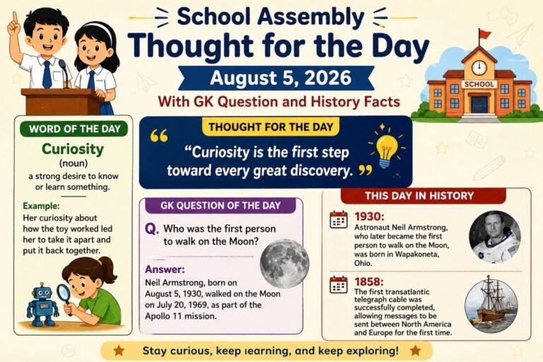 school assembly thought for the day august 5 2026