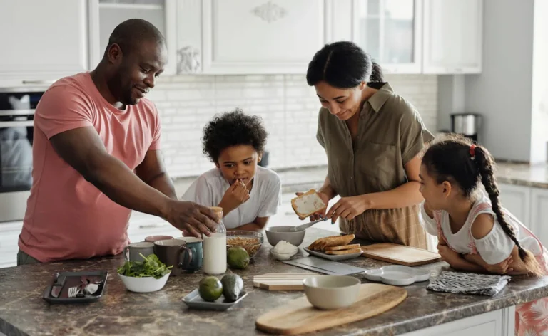 family cooking sunday breakfast